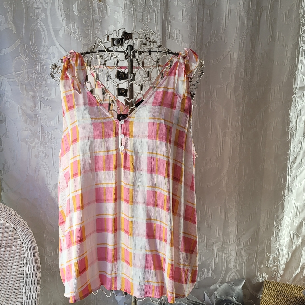 Tank Top Pullover plaid print blouse